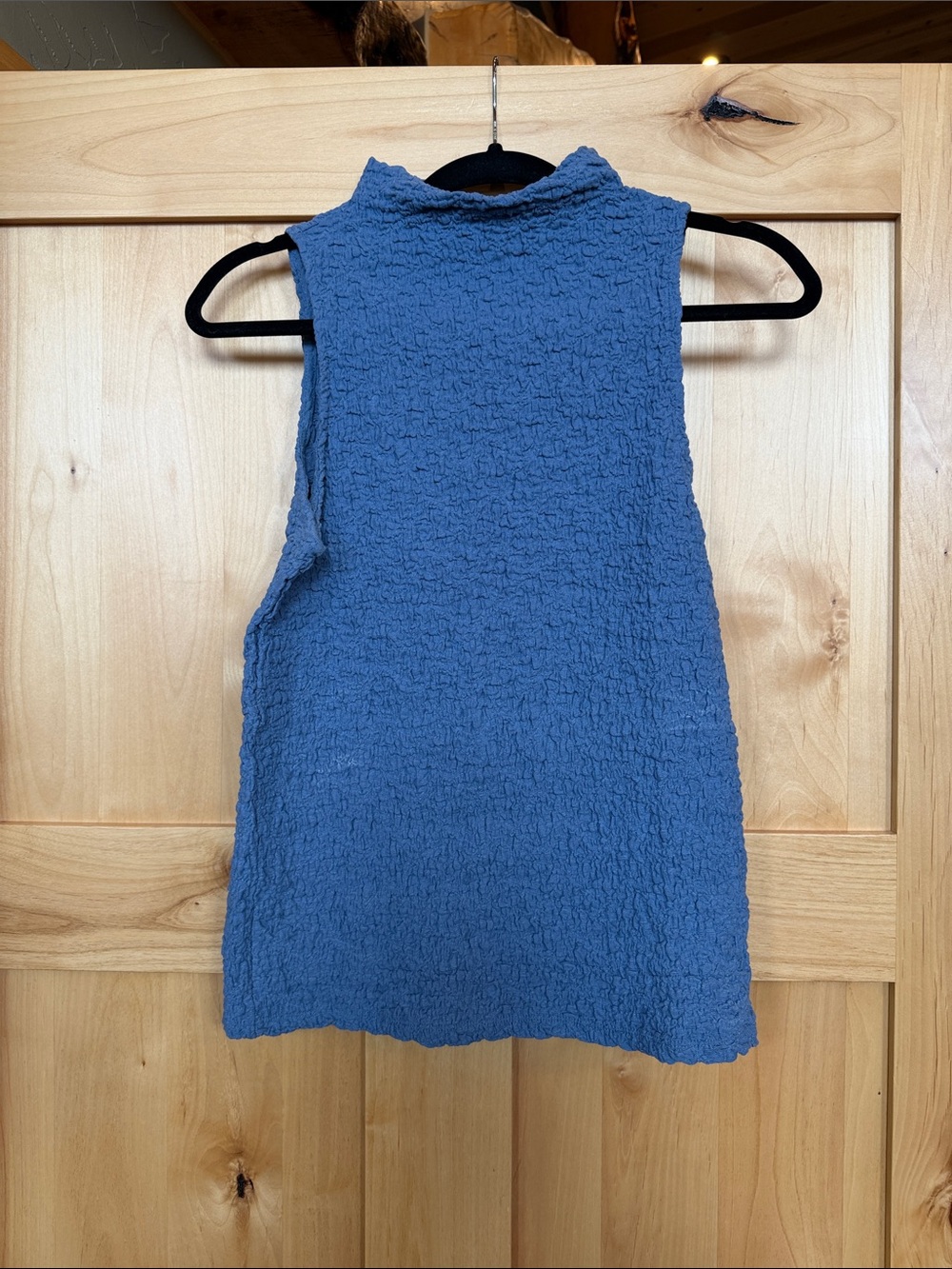 LOFT Puckered Mock Neck Top, Size M, Sapphire Blue